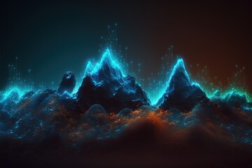 Fototapete - Abstract Sound waves. Frequency audio waveform, music wave HUD interface elements, voice graph signal cyberpunk, Generative ai