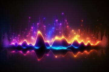 Fototapete - Abstract Sound waves. Frequency audio waveform, music wave HUD interface elements, voice graph signal cyberpunk, Generative ai