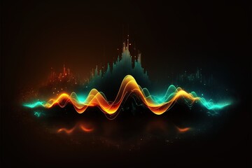 Fototapete - Abstract Sound waves. Frequency audio waveform, music wave HUD interface elements, voice graph signal cyberpunk, Generative ai