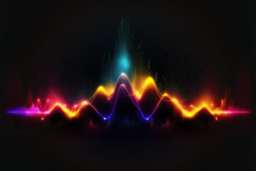 Fototapete - Abstract Sound waves. Frequency audio waveform, music wave HUD interface elements, voice graph signal cyberpunk, Generative ai