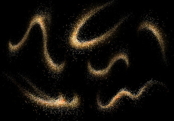 Wall Mural - Isolated set of design elements, abstract swirls in golden hue