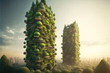 Concept Of Metropolis Covered With Green (Version 5). Generative AI