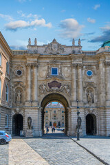 Wall Mural - Lion Courtyard and gate in Buda Castle Royal Palace and Hungarian National Gallery in Budapest, Hungary