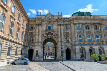 Wall Mural - Lion Courtyard and gate in Buda Castle Royal Palace and Hungarian National Gallery in Budapest, Hungary