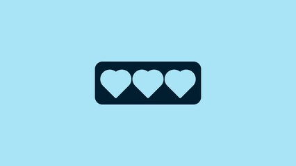 Sticker - Blue Like and heart icon isolated on blue background. Counter Notification Icon. Follower Insta. 4K Video motion graphic animation