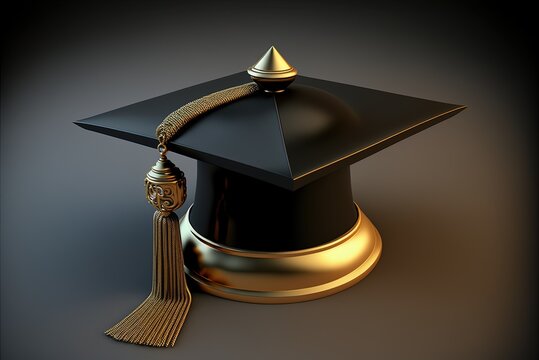 a cartoon of a professor's hat complete with a shiny gold tassel Generative AI