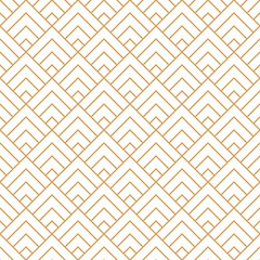 Wall Mural - Triangle  seamless pattern with beige gold oriental grid line isolated on transparent background , cut out, png, illustration