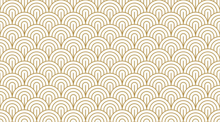 Wall Mural - art deco seamless pattern with arc line, luxury geometric repeat backdrop isolated on transparent background , cut out, png, illustration