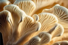 Close Up Of The Gills On The Underside Of A Mushroom.  Generative AI