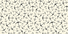 Nautical Seamless Pattern With Ship Anchors. Vector Illustration