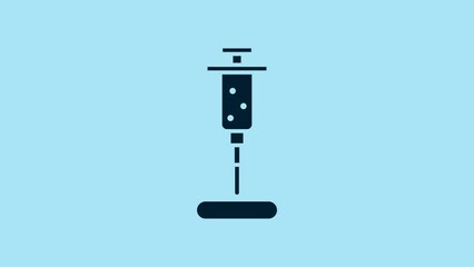 Sticker - Blue Syringe icon isolated on blue background. Syringe for vaccine, vaccination, injection, flu shot. Medical equipment. 4K Video motion graphic animation