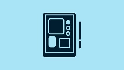 Sticker - Blue Graphic tablet icon isolated on blue background. 4K Video motion graphic animation