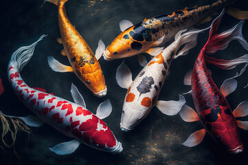 Wall Mural - Glorious KOI fish. Generative AI.