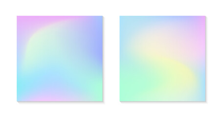 Wall Mural - Vector set of mesh gradient backgrounds in soft pastel colors.Copy space for text.Abstract fluid illustrations in y2k aesthetic.Modern templates for banners,branding design,social media,covers.