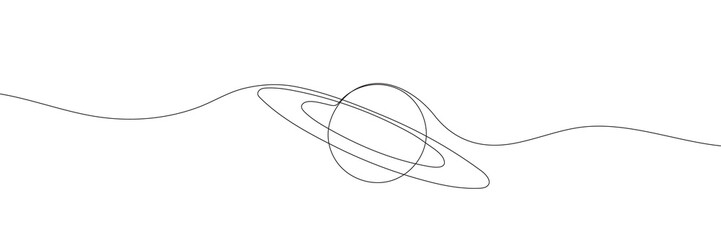 Wall Mural - Continuous one line drawing Saturn Planet. Vector illustration.