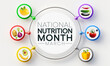 National Nutrition month is observed every year in March, to draw attention to the importance of making informed food choices and developing healthy eating habits. 3D Rendering