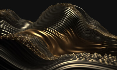 Wall Mural - abstract luxury swirling black gold background. gold waves abstract background texture. print, paint