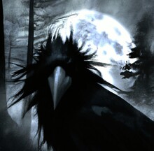 Crow in the shadows: haunting gothic art piecemade with Generative AI.