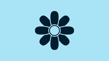 Blue Flower Icon Isolated On Blue Background. 8 March. International Happy Women Day. 4K Video Motion Graphic Animation