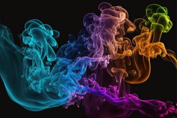 Wall Mural - bright color Smoke on black background, generative ai	