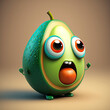 Cute avocado cartoon character created using generative AI tools
