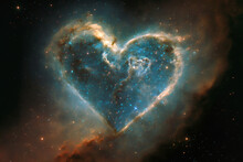 Heart Shaped Galaxy Nebula And Milky Way Illustration