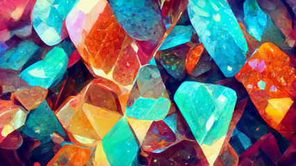 Wall Mural - multilayer pattern of interlocking gems diamonds illustration generative ai content by midjourney