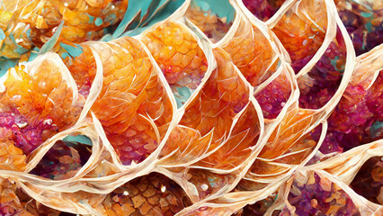 Wall Mural - simple background collage of dragon scales illustration generative ai content by midjourney