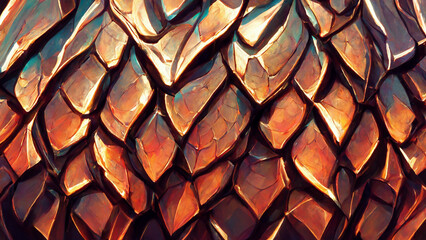 Wall Mural - simple background made of dragon scale armor illustration generative ai content by midjourney