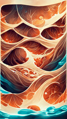 Wall Mural - fire red water ripple environment particle renderings illustration generative ai content by midjourn