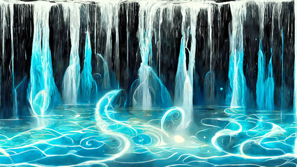 Wall Mural - water magic environment particle renderings illustration generative ai content by midjourney