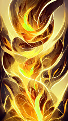 Wall Mural - yellow flame particle entanglement design concept illustration generative ai content by midjourney