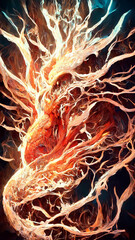 Wall Mural - fire dragon texture concept map illustration generative ai content by midjourney