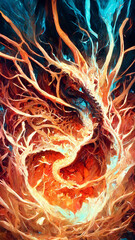 Wall Mural - fire dragon texture concept map illustration generative ai content by midjourney