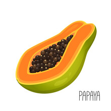 Half Of The Papaya Fruit Isolated On White Background