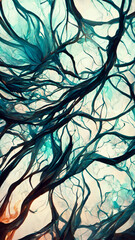 Wall Mural - water system magic neuron concept map illustration generative ai content by midjourney