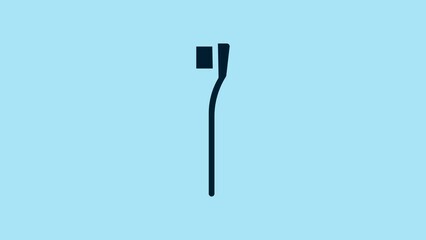 Wall Mural - Blue Toothbrush icon isolated on blue background. 4K Video motion graphic animation