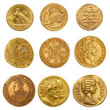 Ancient Gold Coin Collection Isolated
