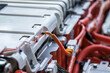 © Павел Печёнкин - This image is a detailed look at the wiring of the element heating system in an electric vehicle high voltage battery.  Selective focus