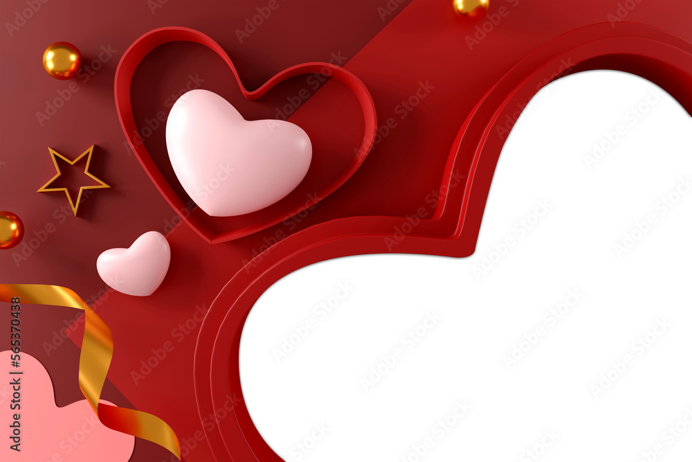 Happy Valentines Day decorated with hearts on png background. Red and ...