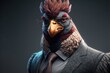 The Rooster in a Suit A Sophisticated chicken in business suit Office Portrait Generative AI