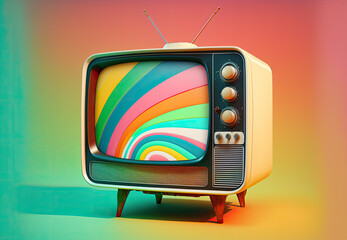 retro tv on vibrant colors created with Generative AI technology