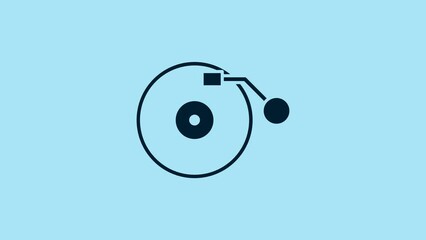 Sticker - Blue Vinyl player with a vinyl disk icon isolated on blue background. 4K Video motion graphic animation