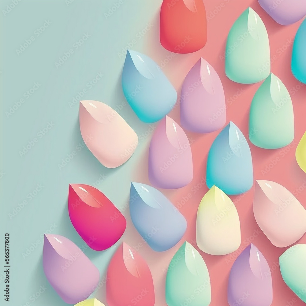 Pastel color oblog style shapes with a point on a pastel color ...