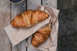 Snack with croissants in nature in the forest