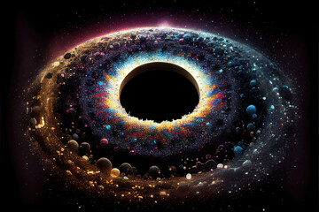 psychedelic cosmic galaxy black hole - by generative ai