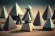 Pyramid-shaped stone piles. Zen balance, minimalism, harmony and peace. Selective focus. Generative AI