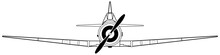 Simple Illustration Of WWII Harvard Aircraft. Line Art, Clipart, Graphic, Icon, Object, Shape, Symbol, Etc. PNG With Transparent Background. Design Elements For Websites And Other Graphics.