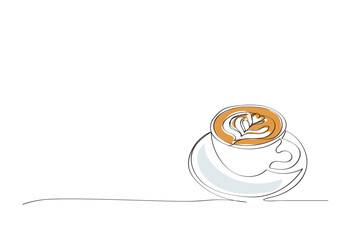 Wall Mural - line art or One Line Drawing of coffee. and Coffee cup shop concept. minimalist,