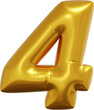 © agsfhmi11 - Gold foil alphabet number 4 isolated. 3d rendering